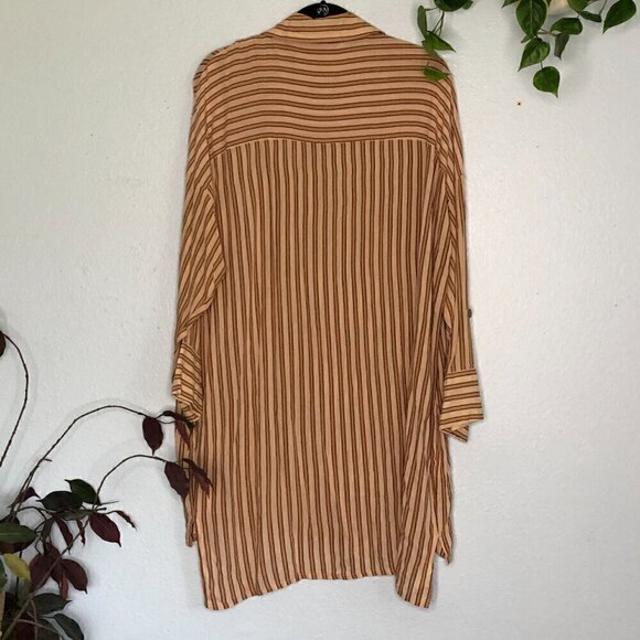 Faithfull the Brand Baia Striped Shirt Dress Large Brown - Picture 5 of 5